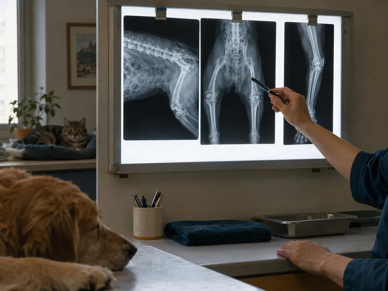 Radiografias presas num negatoscópio na parede da clínica (ilustrativa)